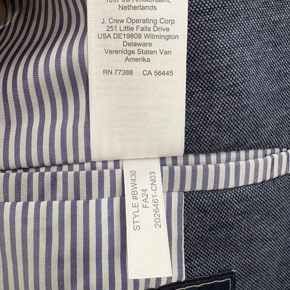 J.Crew Thompson Blazer Mens 46R Blue Herringbone Jersey Sport Coat 2 Button